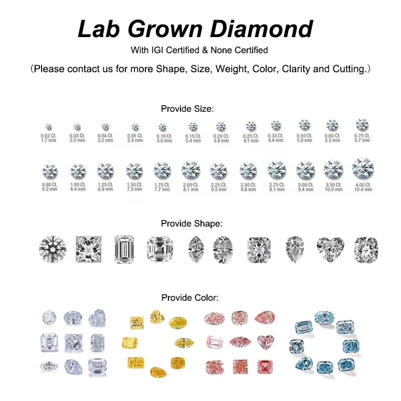 Starsgem 2.0ct Lab Diamond HPHT CVD IGI Certified LGD 2 Carat D E VVS VS Loose Lab Grown Diamond for Jewelry