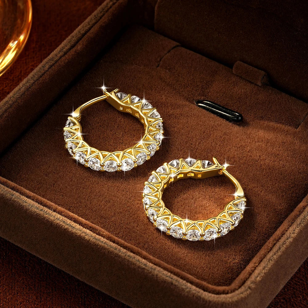 Free Shipping Luxury 14K Gold Filled Round Zircon Earrings Fashionable Full Diamond Hoop Earrings Jewelry Wedding Gift Wholesale