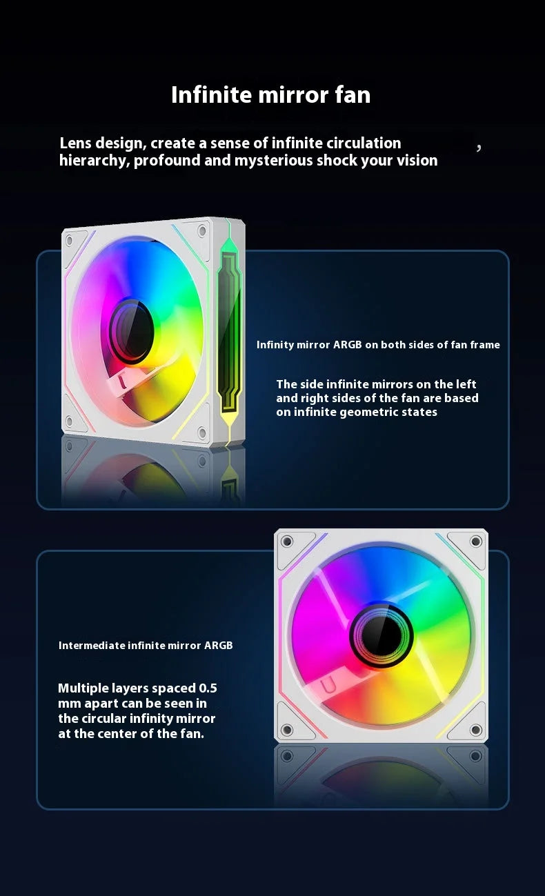 TEUCER PRO 12CM ARGB Shuang Synchronous Mute 4th Generation Family Chassis Ball Bearing Plastic Computer Case Cooling Fan