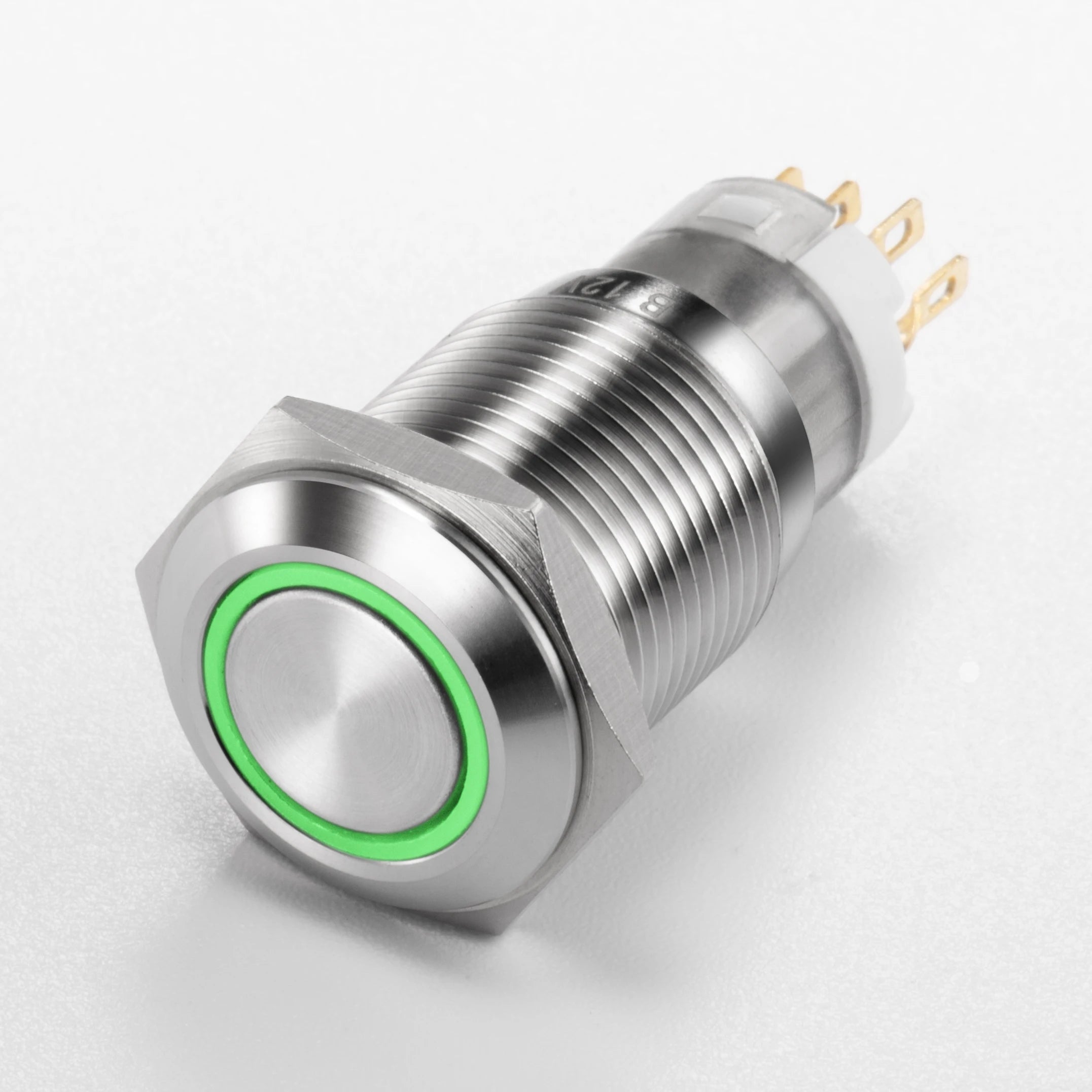 Push Button Switch Stainless Steel Housing Latching Type 6V Green NO NC for Control Panel Mount