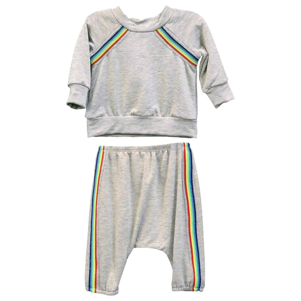 TD 2-Piece Baby Clothing Set with Rainbow Stripe Design