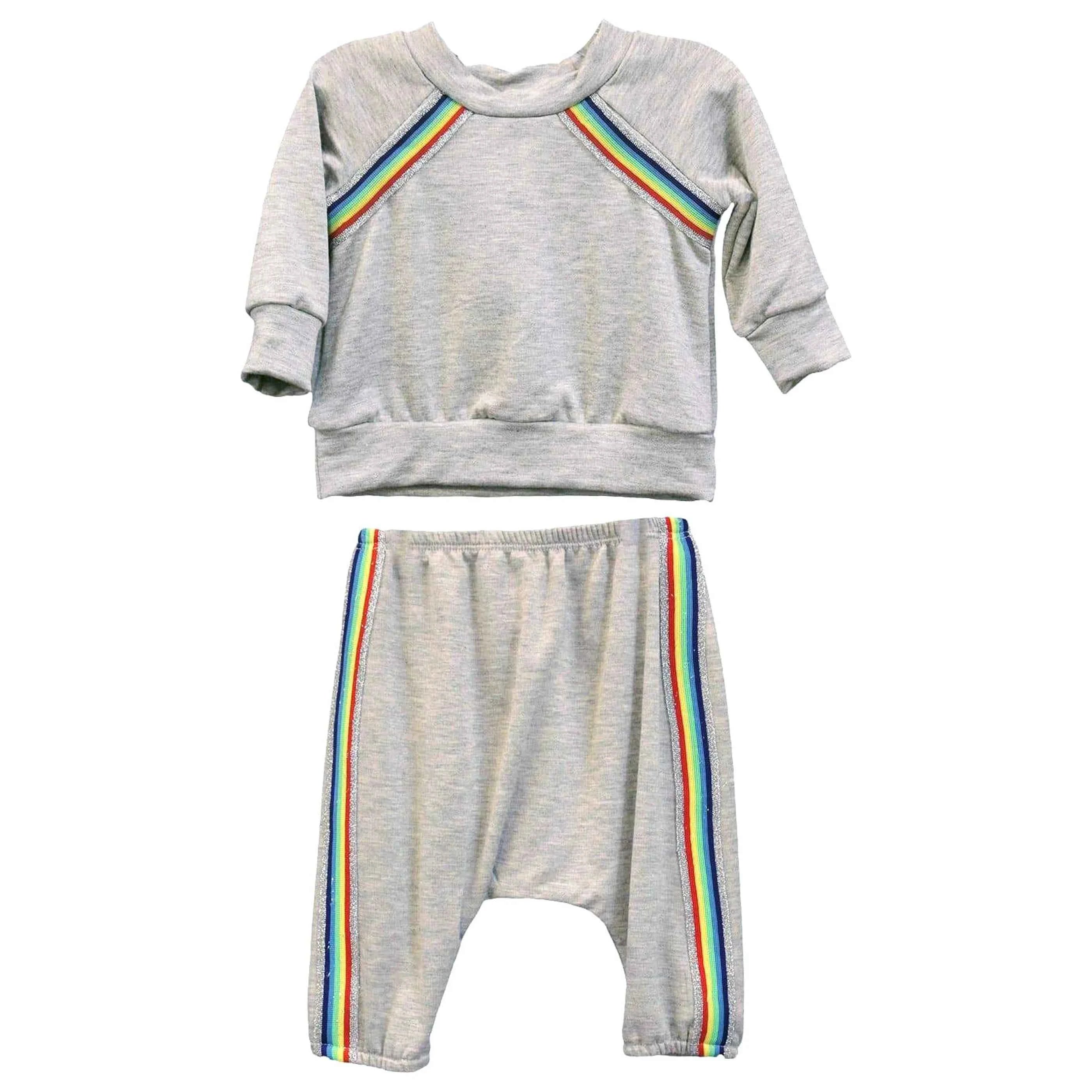TD 2-Piece Baby Clothing Set with Rainbow Stripe Design