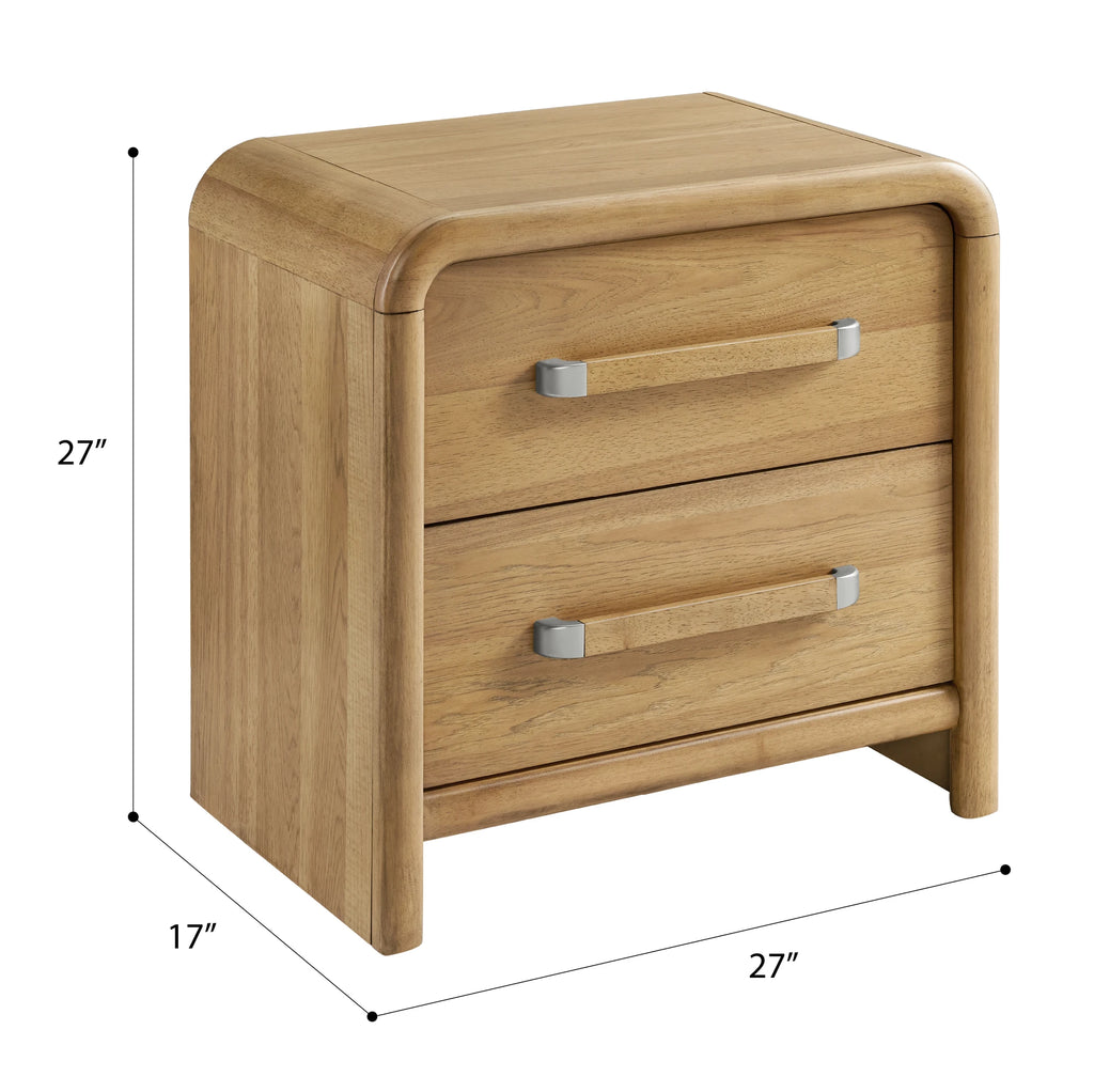 Modern Design Bedroom Furniture Sets Bedside Table Plywood Frame Solid Wood Veneer with 2 Drawers Nightstands