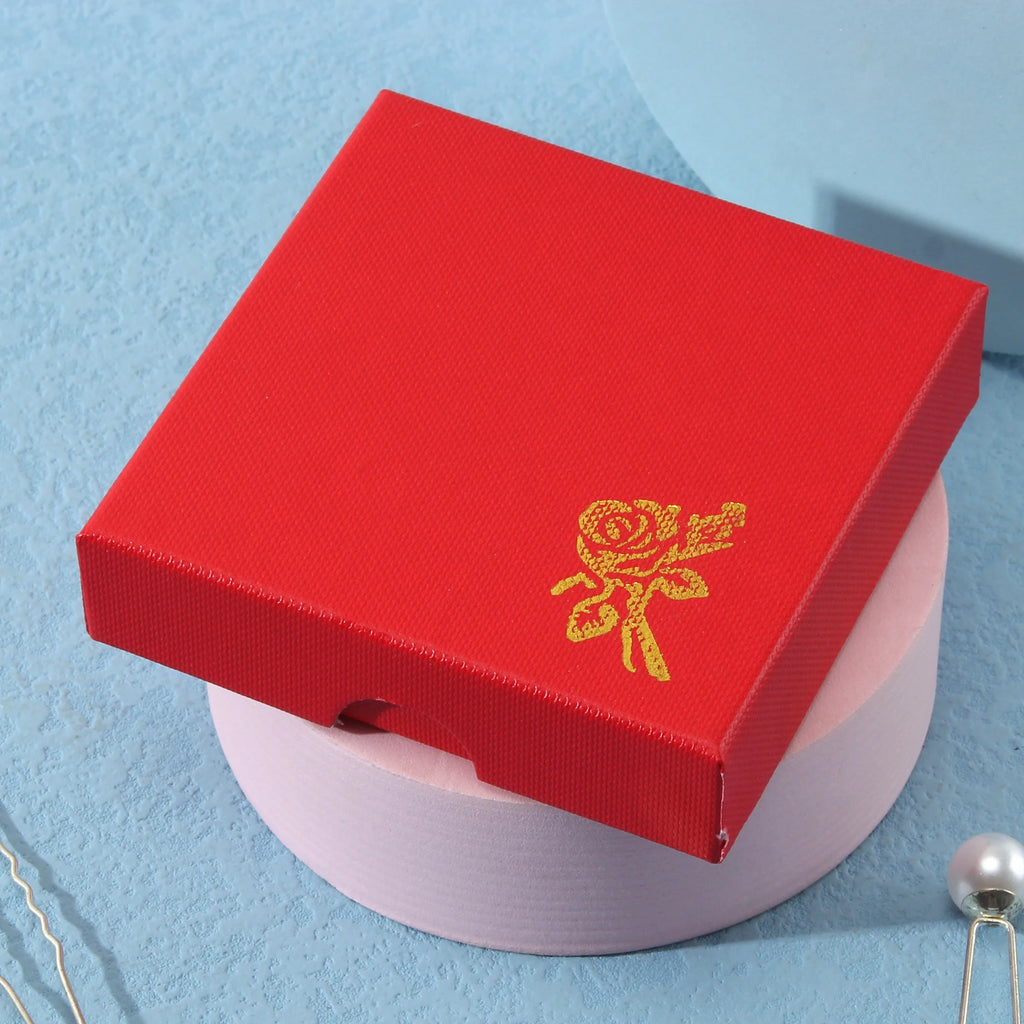 Square Rose Printed Jewelry Packaging Box Bracelet Necklace Storage Case Cardboard Gift Box Jewelry Organizer Case