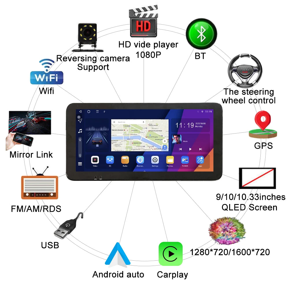 For Ford Mustang 2010-2014 MC Radio Headunit Device 2 Double Din Quad Octa-Core Android Car Stereo GPS Navigation Carplay