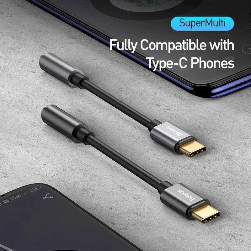 Baseus Type C to 3.5mm Aux Adapter Earphone USB C Cable Headphones Adapter 3.5 Jack Audio cable For Huawei P20 Xiaomi Mi 10