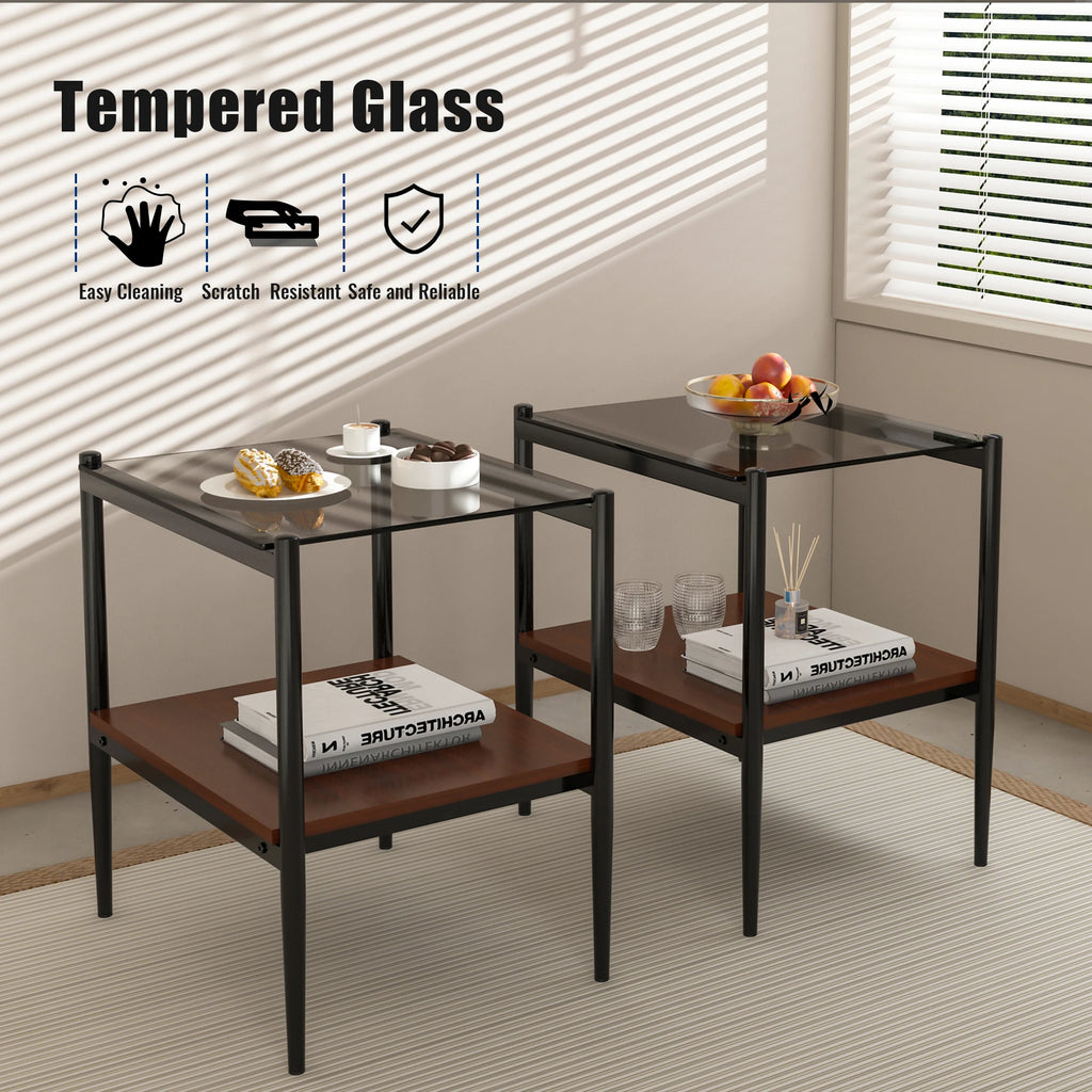 Living Room Set of 3 Piece New Shape Tempered Glass Coffee Table Side Table Set for Living Room Center Area