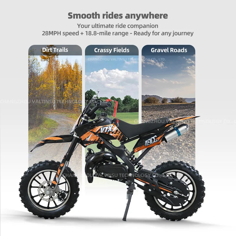 Factory Directly 49Cc 2 Stroke Engine Mini Full Size Pit Bike Off-Road Motocross Black Motorcycles