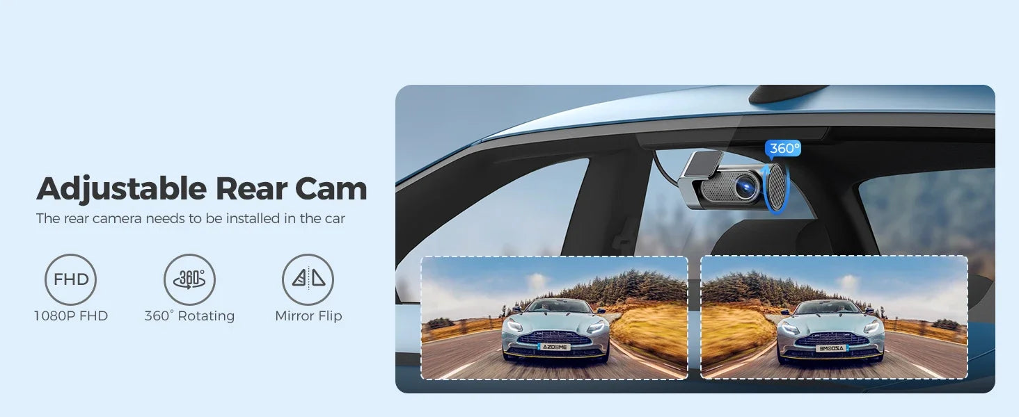 AZDOME M550 PRO HD 3 Lens Adas Wifi GPS Front Rear 4K Dash Cam IPS Screen Car Dash Black Box DVR Video Camera for Audi