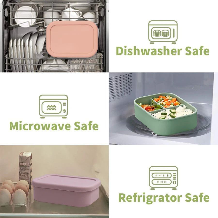 Baby Silicone Feeding Bwol Dishes Plate Children's Tableware Microwave Heating Fresh-Keeping Leakproof Lunch Box Baby Stuff