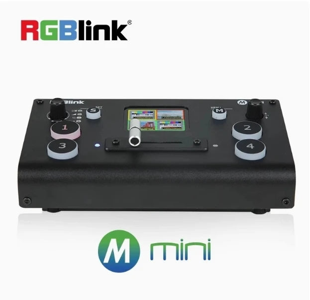 RGBlink Mini/Mini Pro Video Switcher 4 Channel Input Output USB 3.0 T-Bar Switch Support PC and APP Control for Live Streaming