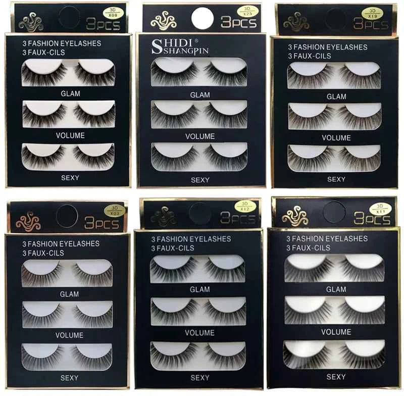 SHIDISHANGPIN 3 pairs 27 styles 3D Faux Mink Hair Soft False Eyelashes Fluffy Wispy Thick Fake Lash Handmade Eyelash Eye Makeup