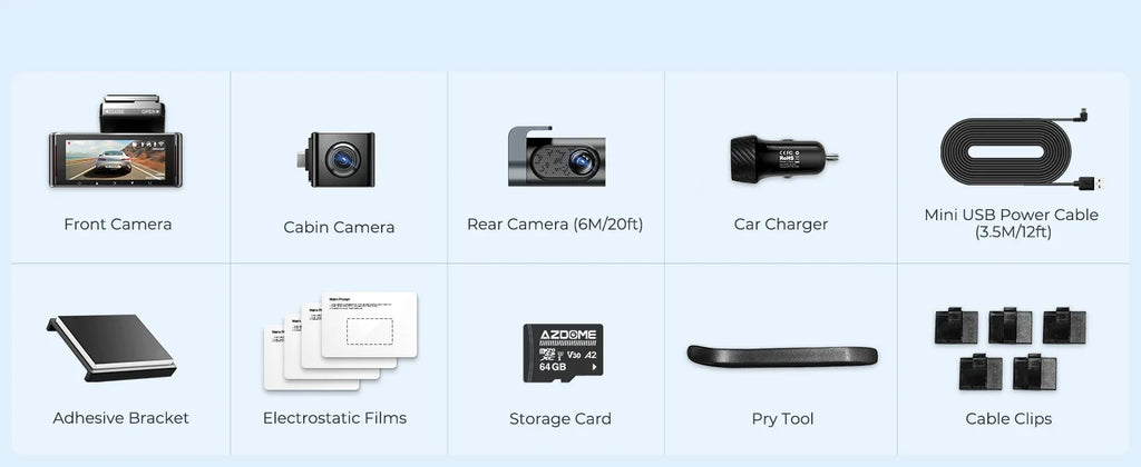 AZDOME M550 PRO HD 3 Lens Adas Wifi GPS Front Rear 4K Dash Cam IPS Screen Car Dash Black Box DVR Video Camera for Audi