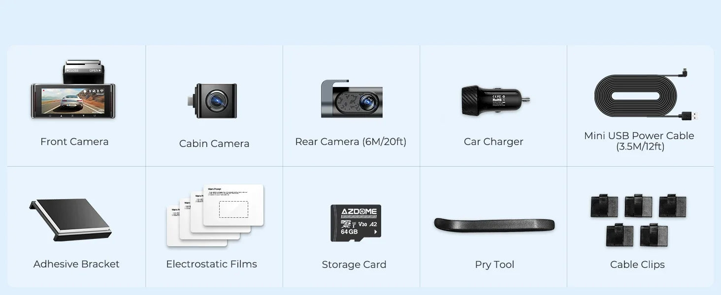 AZDOME M550 PRO HD 3 Lens Adas Wifi GPS Front Rear 4K Dash Cam IPS Screen Car Dash Black Box DVR Video Camera for Audi