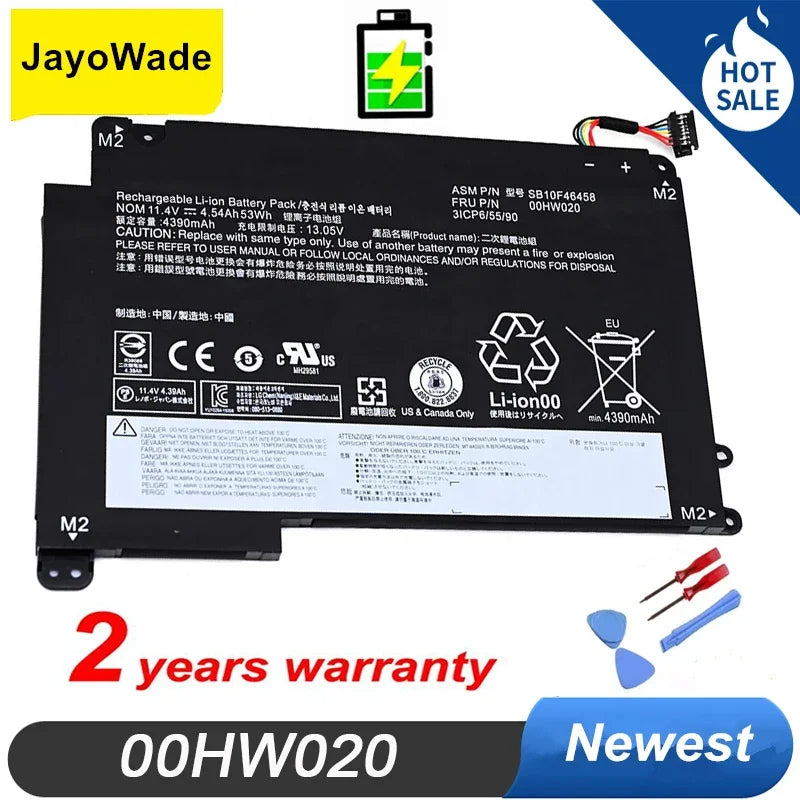00HW020 00HW021 Laptop Battery for LENOVO ThinkPad P40 Yoga14 Yoga 460 SB10F46458 Notebook Battery 00HW020 11.4V 53Wh