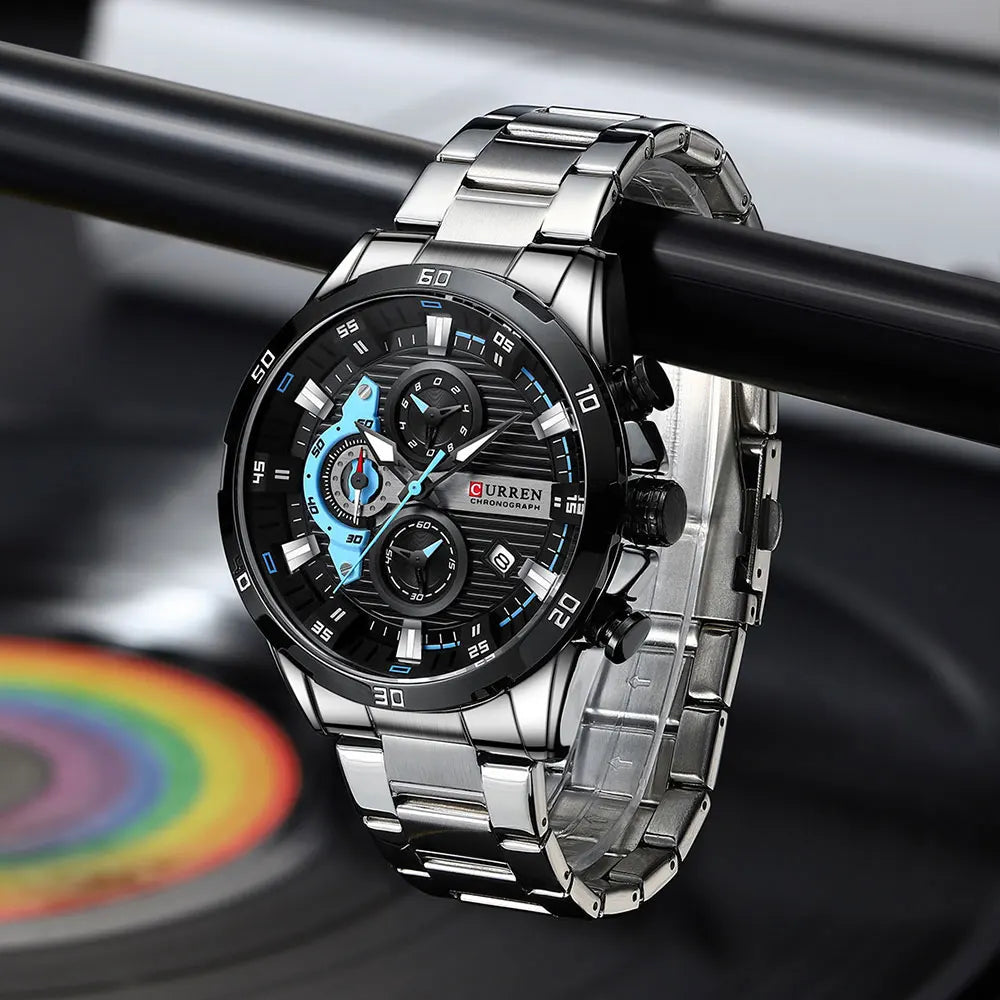 CURREN Men Watch Top Brand Luxury Sports Quartz Mens Watches Full Steel Waterproof Chronograph Wristwatch Men Relogio Masculino
