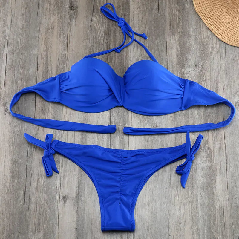 Bikini Ruching Bum Bikinis Set Pad Push Up Bikini S to XXL Swimwear Women Bandage Swimsuit Bathing Suit Swimming Suit For Women