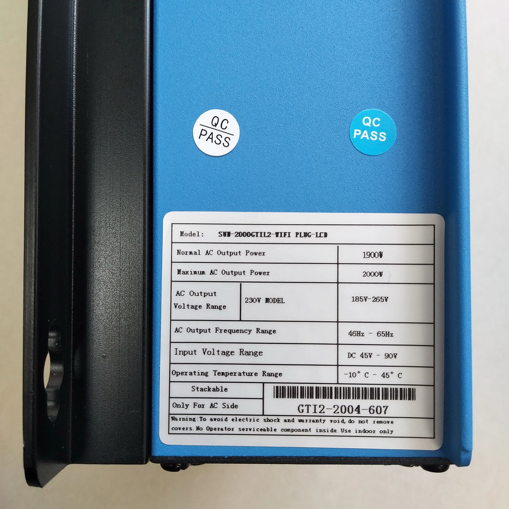 SUPOWER LCD Display 2000W Solar Grid Tie Inverter with Limiter Sensor 10M AC 220V/230V 50/60Hz 50-90V MPPT 2-Year Warranty