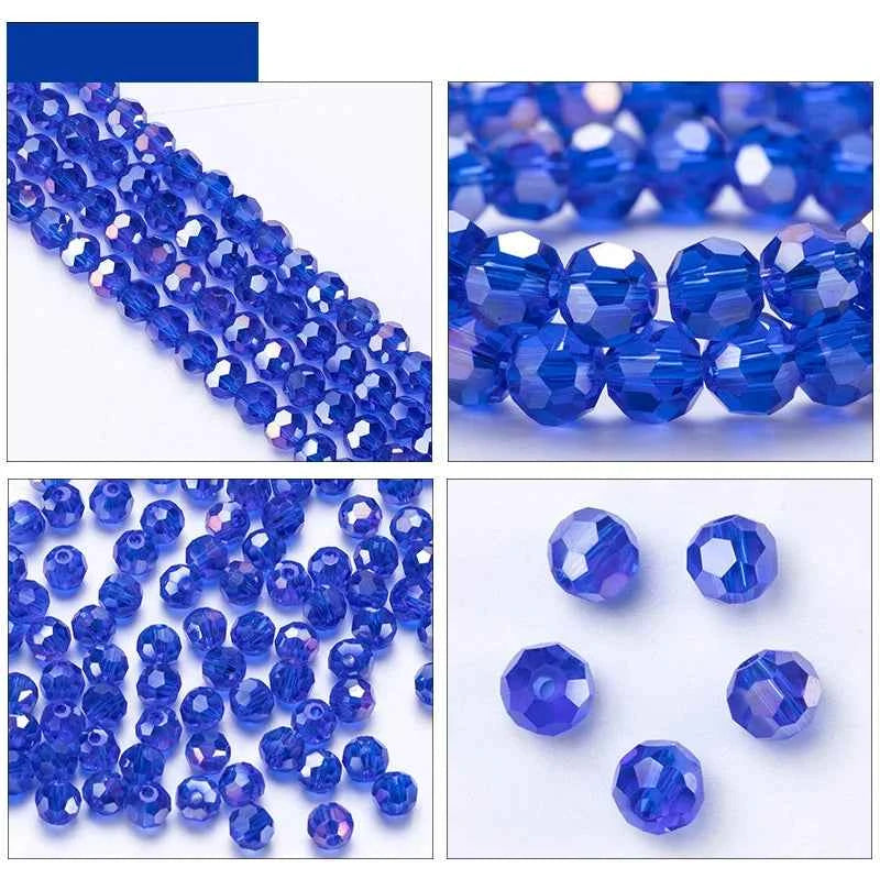 3 4 6 8mm Round Crystal Beads Faceted Colorful Glass Beads Loose Spacer Bead for Jewerly Making Needlework Bracelet Necklace DIY