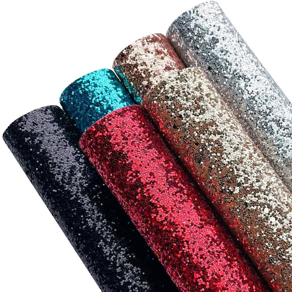 6PCS Glitter Colorful Glitter Artificial Leather Sheet (21 X 30cm) 1 Set Suitable for DIY Stage Decoration Mobile Phone case