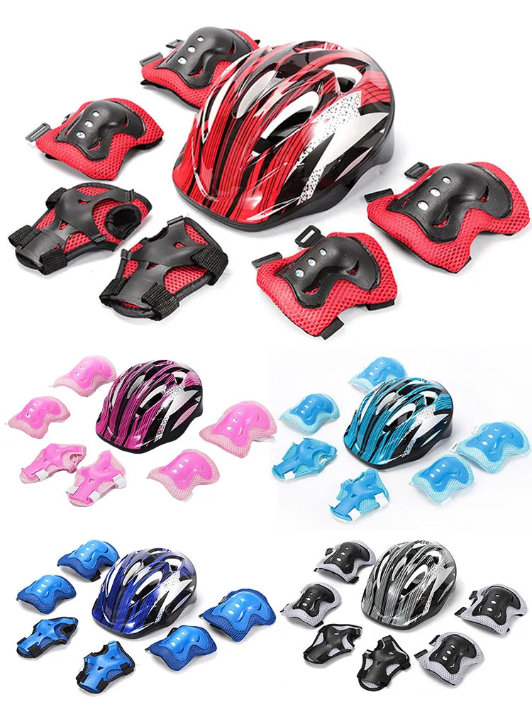 Kids Adjustable Helmet Protective Gear Set Sports Knee Elbow Wrist Pads for Children Boys Girls Bike Skateboard Scooter Roller