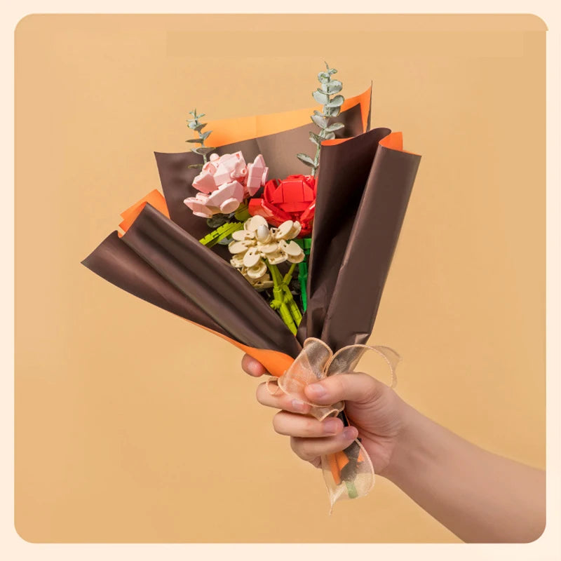 KFPLAN Flower Creative Puzzle Building Block Flower Flower Building Blocks DIY Gift Diy Building Blocks for Children Gift Toys