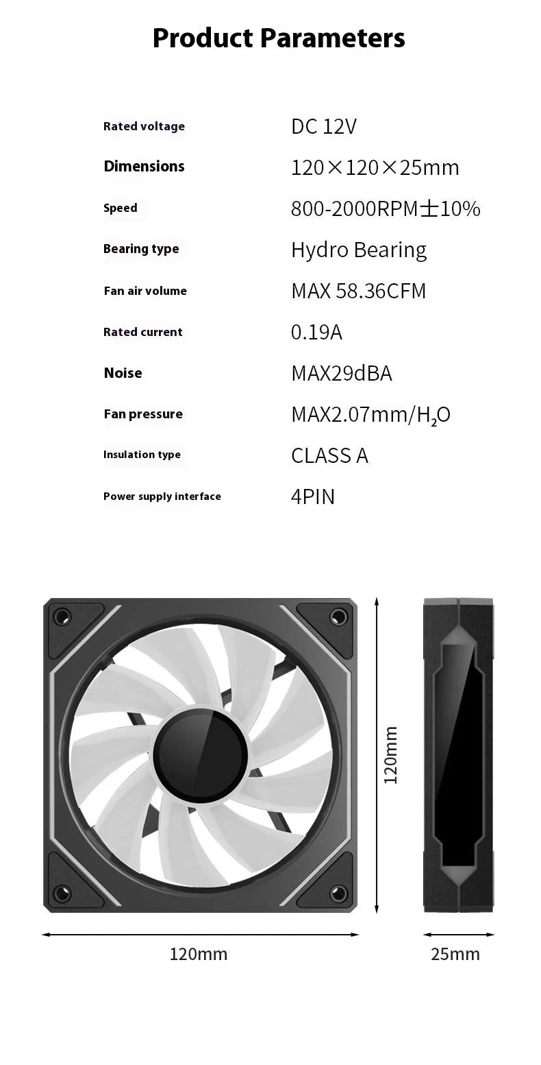 TEUCER PRO 12CM ARGB Shuang Synchronous Mute 4th Generation Family Chassis Ball Bearing Plastic Computer Case Cooling Fan