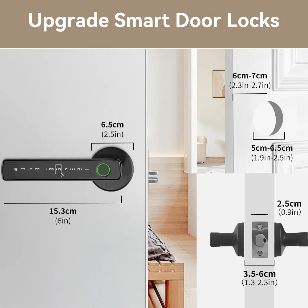 NF Card Fingerprint Unlock Locks Tools Security Key Cutting Machine armor Plate APP Unlocking Door Smart Handle Lock Indoor