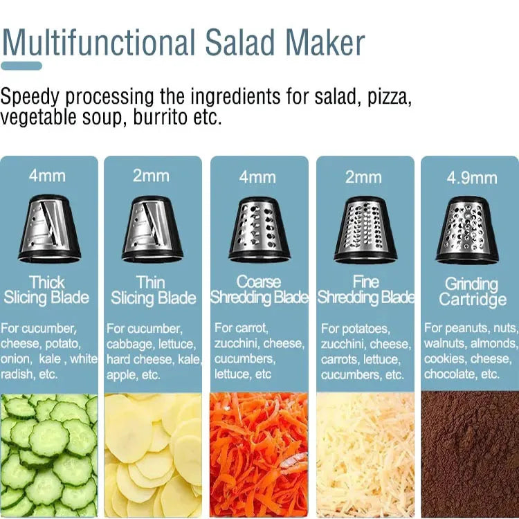 5 in 1 Electric Cheese Grater Rotary Electric Slicer Electric Vegetable Slicer for Veggies