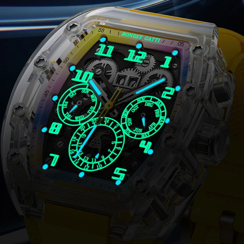 Bonest Gatti Luxury Watches Men Watch Mechanical Tourbillon Wristwatch 3ATM Waterproof Automatic Watch BG6006