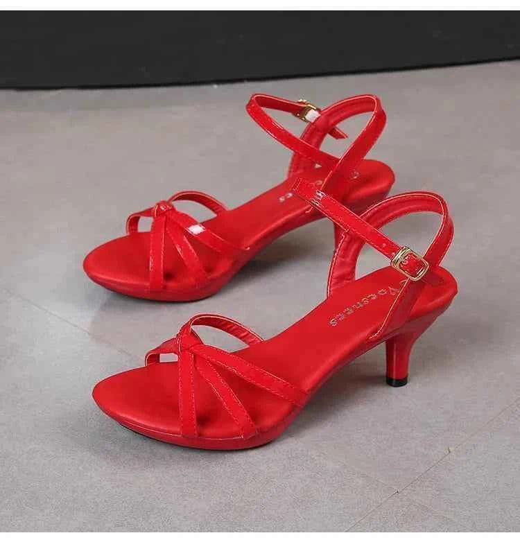 Sandals Women Shoes Big Size 43 Thin Heels Summer Candy Color Peep Toe High Heels Sexy Nightclub Party Slides Cross-Strap Shoes