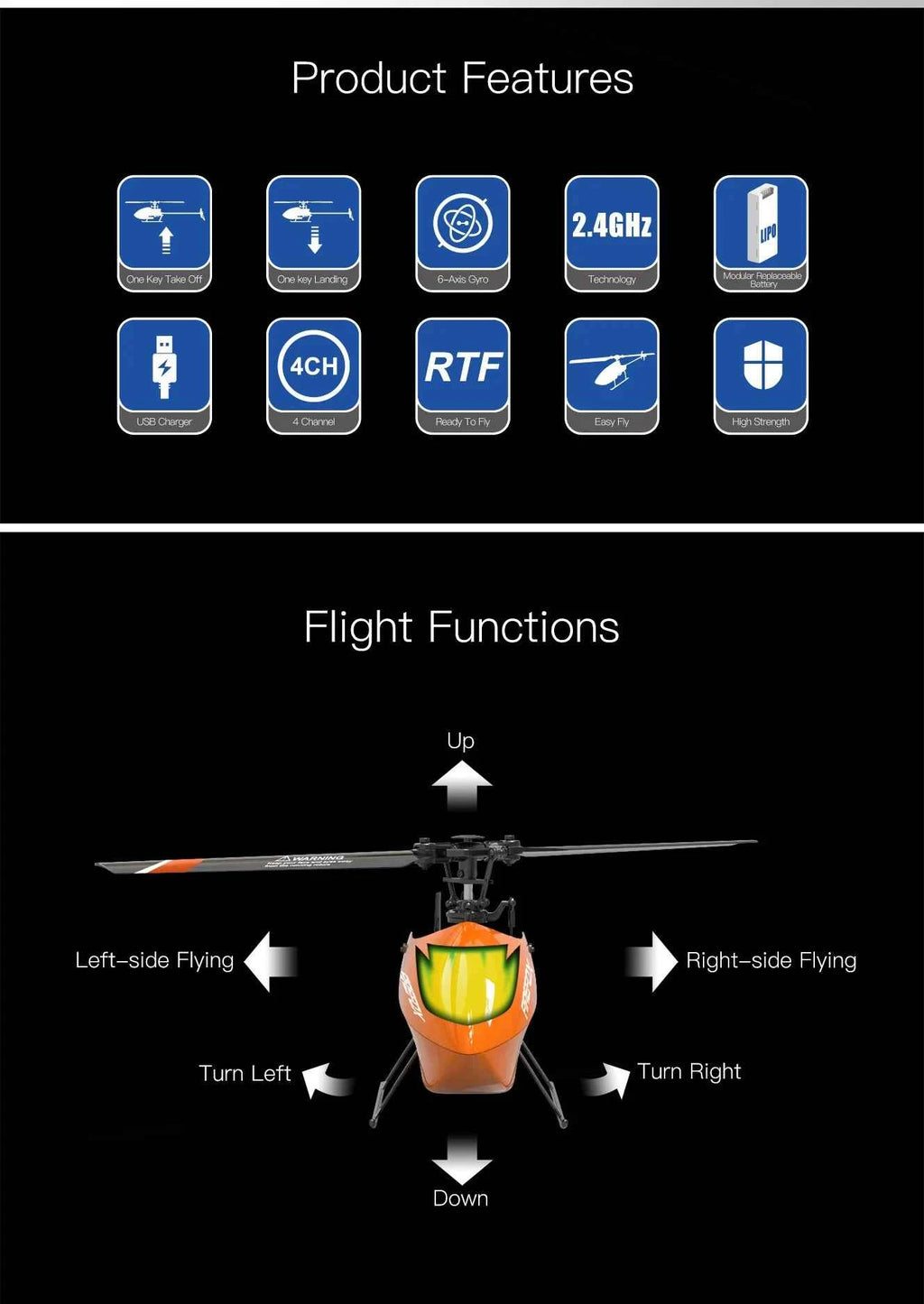 Beginner RTF Automatic Stable RC Helicopter 2.4G 4 Channel Single Propeller Without Aileron E129 C129 Durable Long Flight Time
