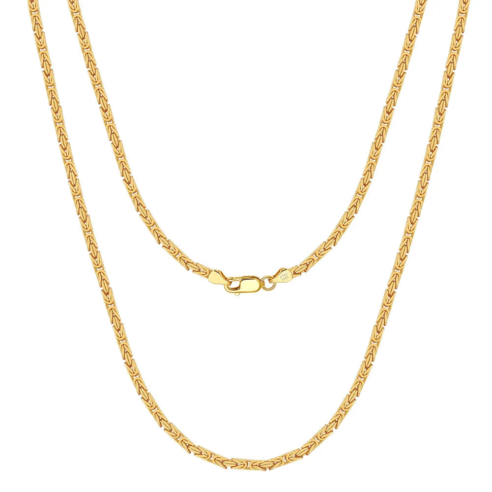 2.5mm S925 Sterling Silver Gold-plated Necklace Men Women Classic Chain Hand Woven Bracelet Necklace Jewelry Set Gift
