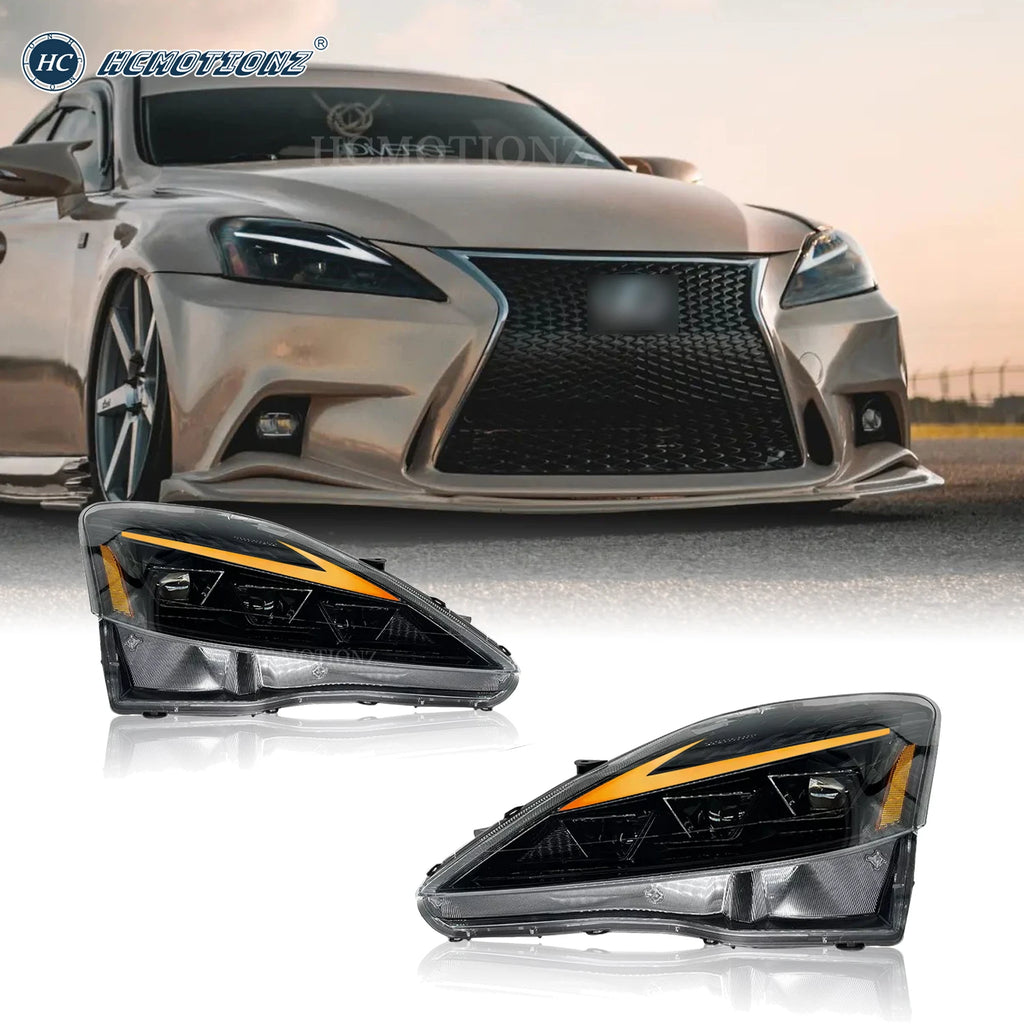 HCMOTIONZ LED Headlights Assembly for 2006-2013 Lexus IS DRL Start Animation 6000k Color Fitting Models IS250 IS350 ISF IS 220d