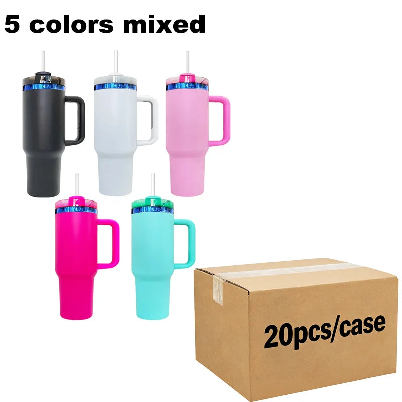 US in Stock Rainbow Plated Water Bottles 40oz with Washable Surface and Easy Cleaning