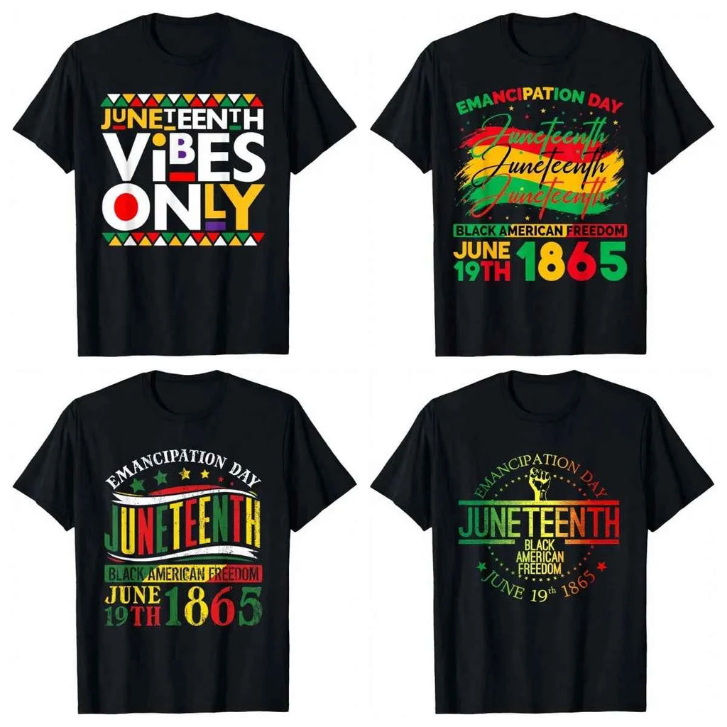 Free Shipping Juneteenth Vibes Only 1865 African American Men Women Kids 100% Cotton Machine Wash T-Shirt Eco