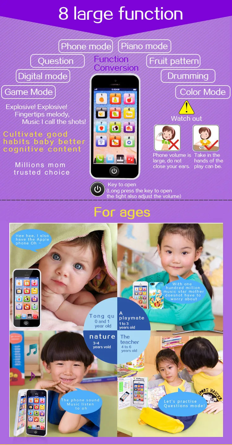 Kids Early Educational Mobile Phone Toy Children English Learning Music Cellphone with Light and Sound for Baby Infant Gift