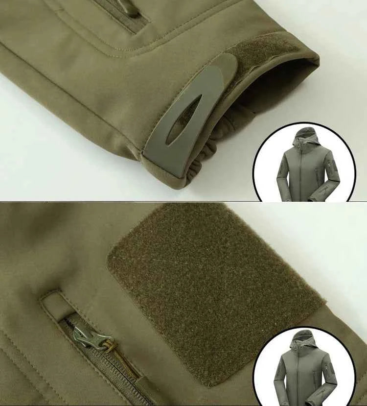 Winter Autumn Tactical Jackets Elastic Men Fleece Waterproof Suits Fishing Warm Hiking Camping Tracksuits Set Hood Coat S-5XL