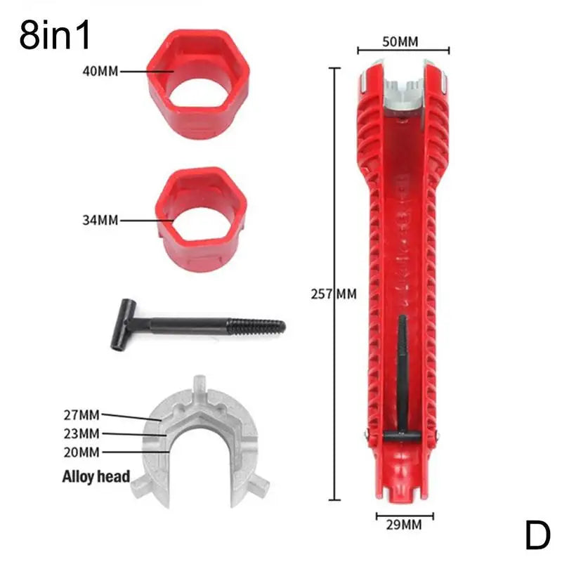Plumber Tools 8 in 1 Multifunctional English Key Sink Faucet Key Wrench Set Kitchen Anti-slip Repair Pipe Multi Key Hand Tools
