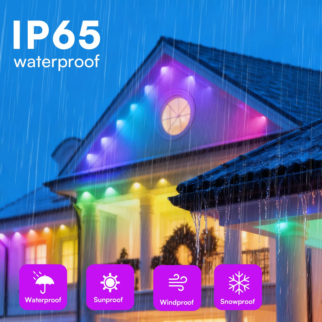 LED Eaves Lights Outdoor Waterproof Ultrasonic Fence Lights for Garden Patio Yard Decoration