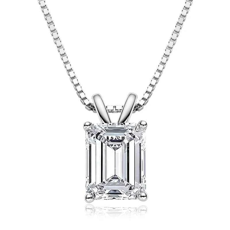 Free Shipping 925 Silver 7*9mm 2.5ct Emerald Pendant Necklace with Link Chain-Trendy Wedding Engagement Gift Jewelry for Women