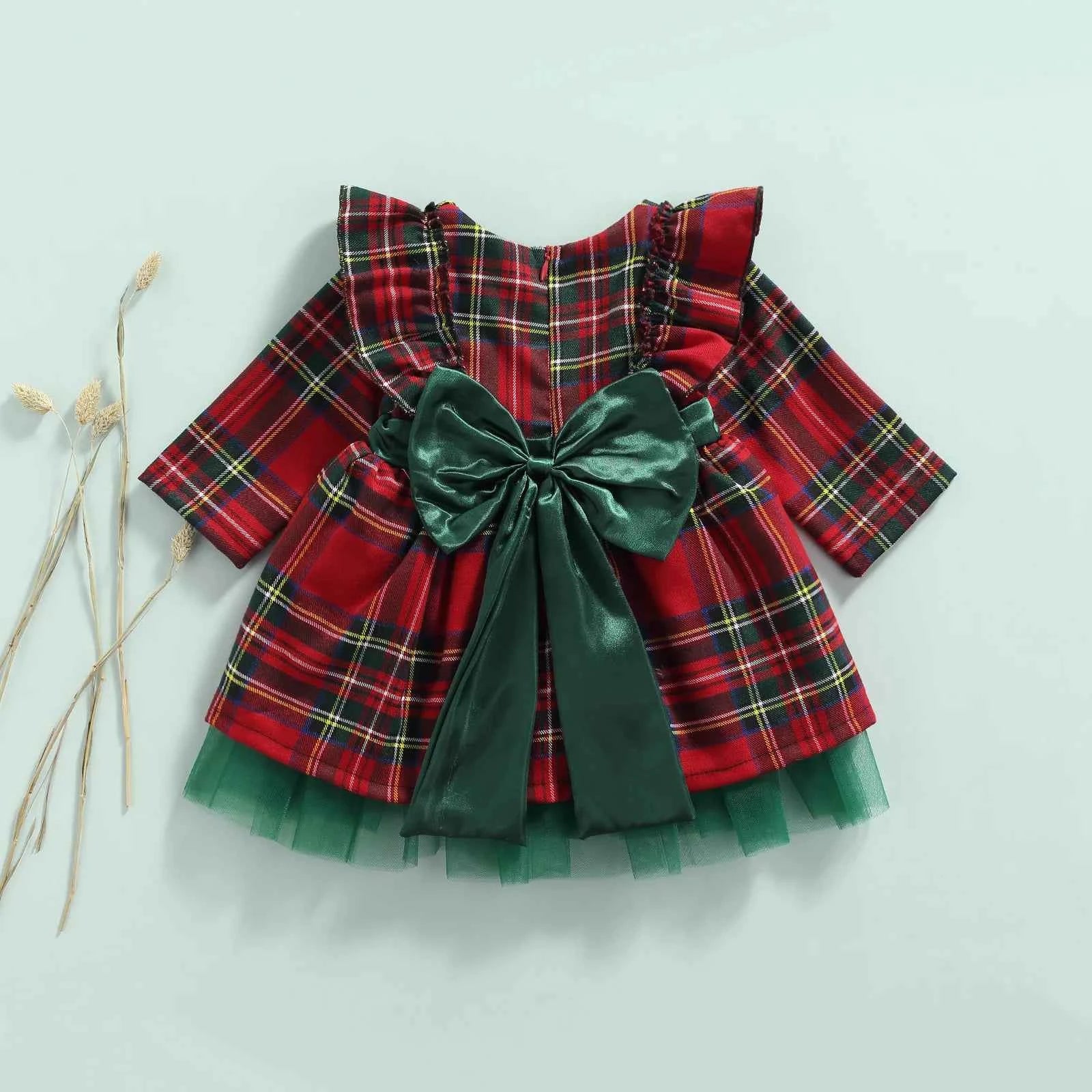 Ma&Baby 6M-6Y 2024 Christmas Red Dress For Girls Toddler Kid Child Plaid Bow Dresses For Girl Xmas Party Princess Costumes