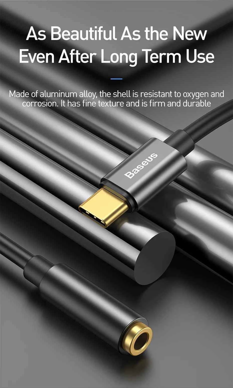 Baseus Type C to 3.5mm Aux Adapter Earphone USB C Cable Headphones Adapter 3.5 Jack Audio cable For Huawei P20 Xiaomi Mi 10