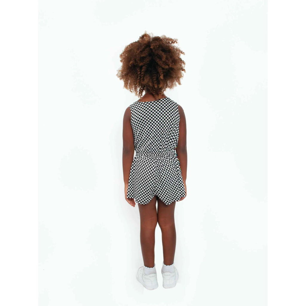 Infant Boy TD Checker Romper with Side Stripes and Patches 18 Months Organic Cotton ODM Clothes Sets
