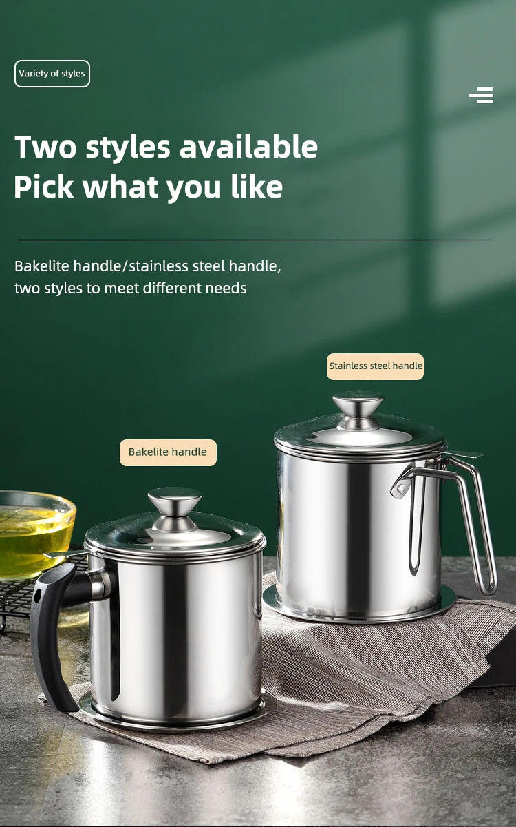 Stainless Steel Oil Strainer Pot Container Jug Storage Can With Filter Cooking Oil Pot For Kitchen Household Tools