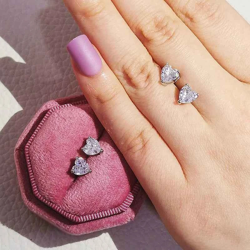 2023 New Arrivals Fashion Luxury silver color korean Zircon Stud Pink Earing Earrings For Women Girl Party Gift Jewelry Z7