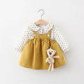 Autumn Baby Girls Clothes Outfits Toddler Princess Flower T-Shirt+ Strap Dress Suits for Girls Clothing 1 Year Birthday Set
