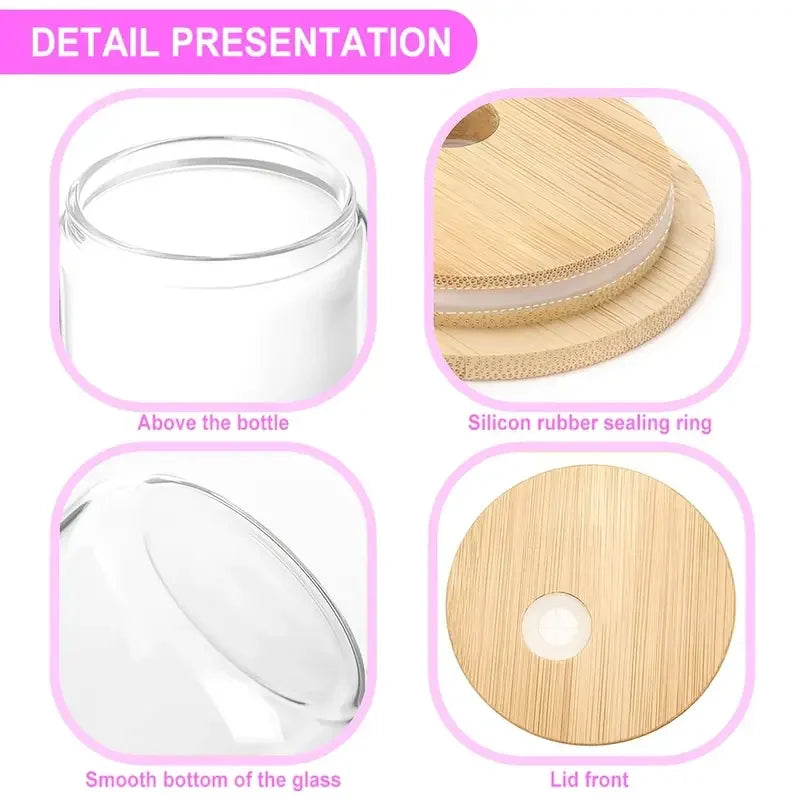 USA Warehouse 16oz 20oz Borosilicate Sublimation clear Frost High Grade Glass Cups Bottle Beer Can With Bamboo Lid and Straws