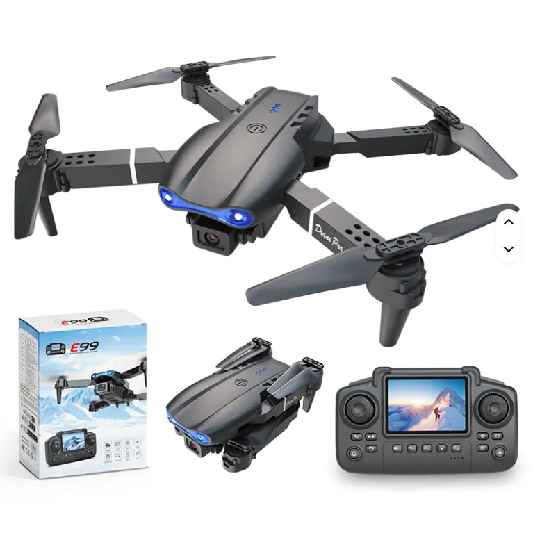 E99 Drones with Screen Remote Control App Control Portable FPV 4K HD Dual Camera Foldable Beginner Quadcopter Helicopter