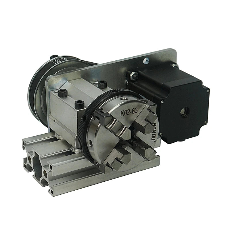 DIY CNC 4th Axis Rotary Axis With Chuck 65mm 3-jaw Tailstock for Wood Mini Lathen 3020 3040 6040 Metal Router Machine